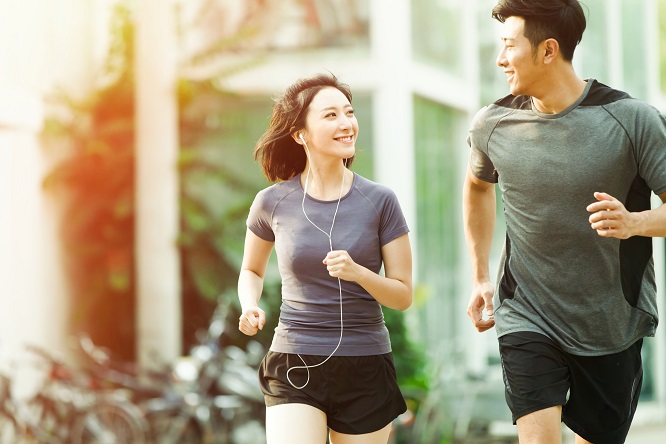 A couple jogging